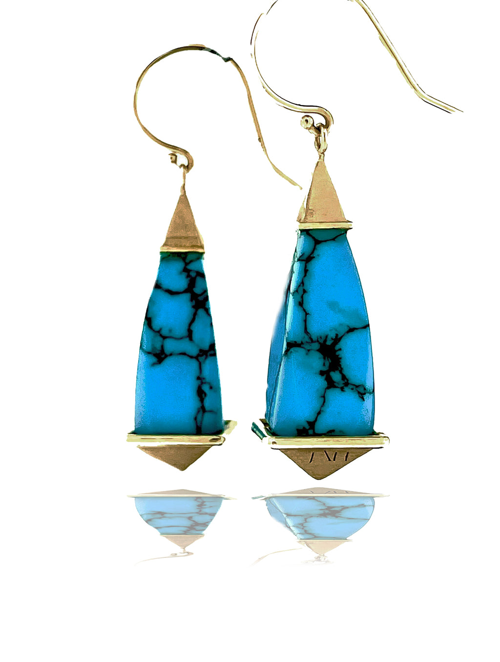 Biru Turquoise Gold Dangle Earrings